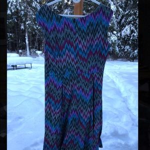 Blue and purple Sz Large Cherry Velvet a-frame dress